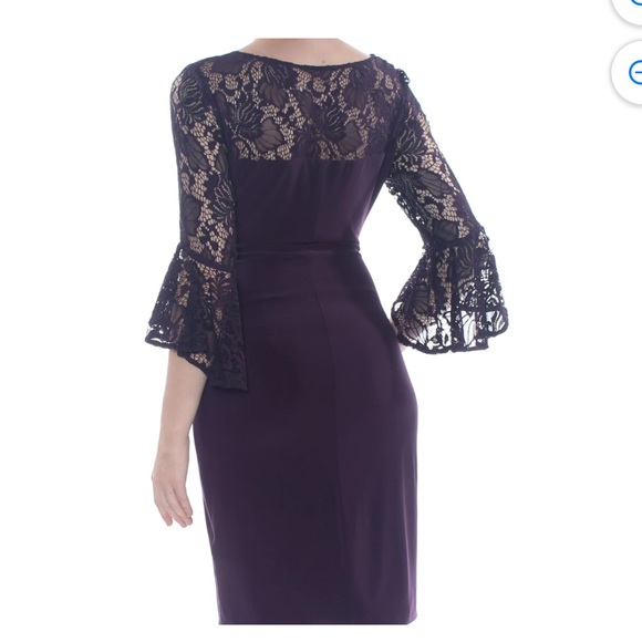 Ralph Lauren | Deep Purple Lace Long Sleeve Dress with bell sleeves - Picture 2 of 14